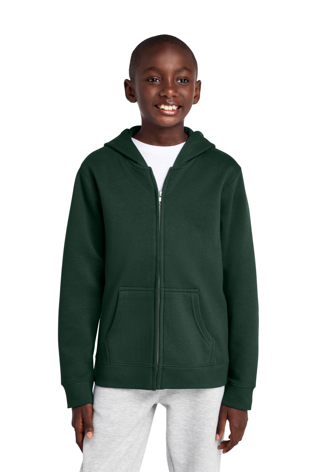 Custom Forest Green Youth V.I.T. Fleece Full-Zip Hoodie DT6102Y, personalized by SanCanDo Swag in Argyle, TX