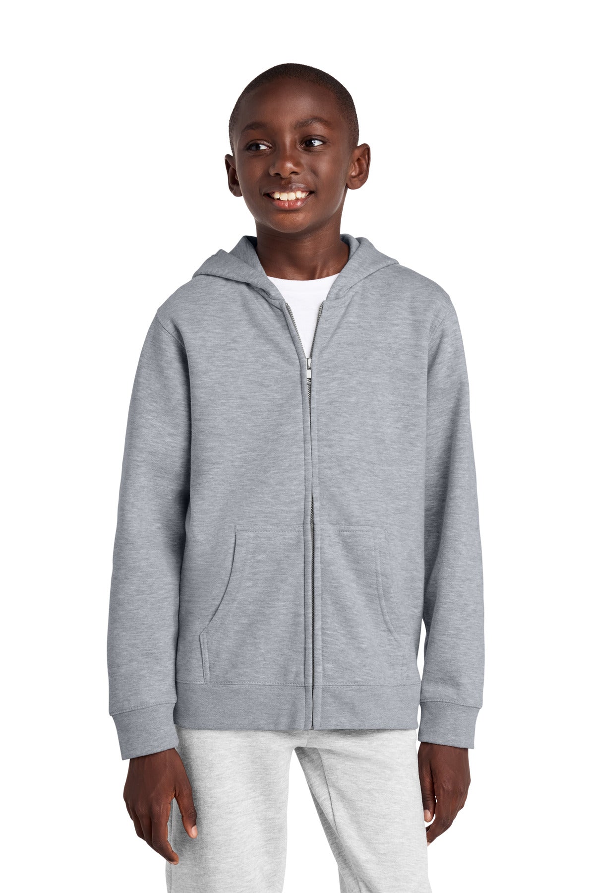 Custom Light Heather Grey Youth V.I.T. Fleece Full-Zip Hoodie DT6102Y, personalized by SanCanDo Swag in Argyle, TX