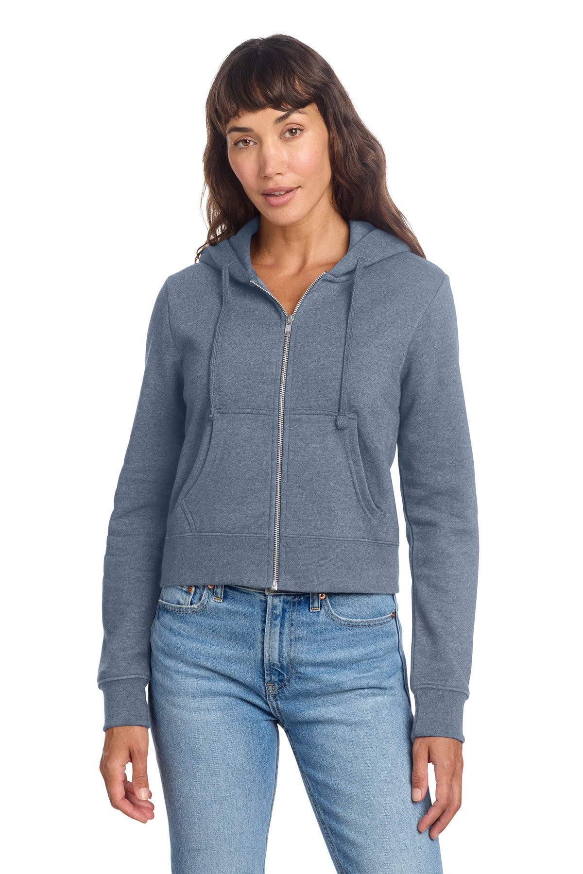 Custom Flint Blue Heather Women's V.I.T. Fleece Full-Zip Hoodie DT6103, personalized by SanCanDo Swag in Argyle, TX
