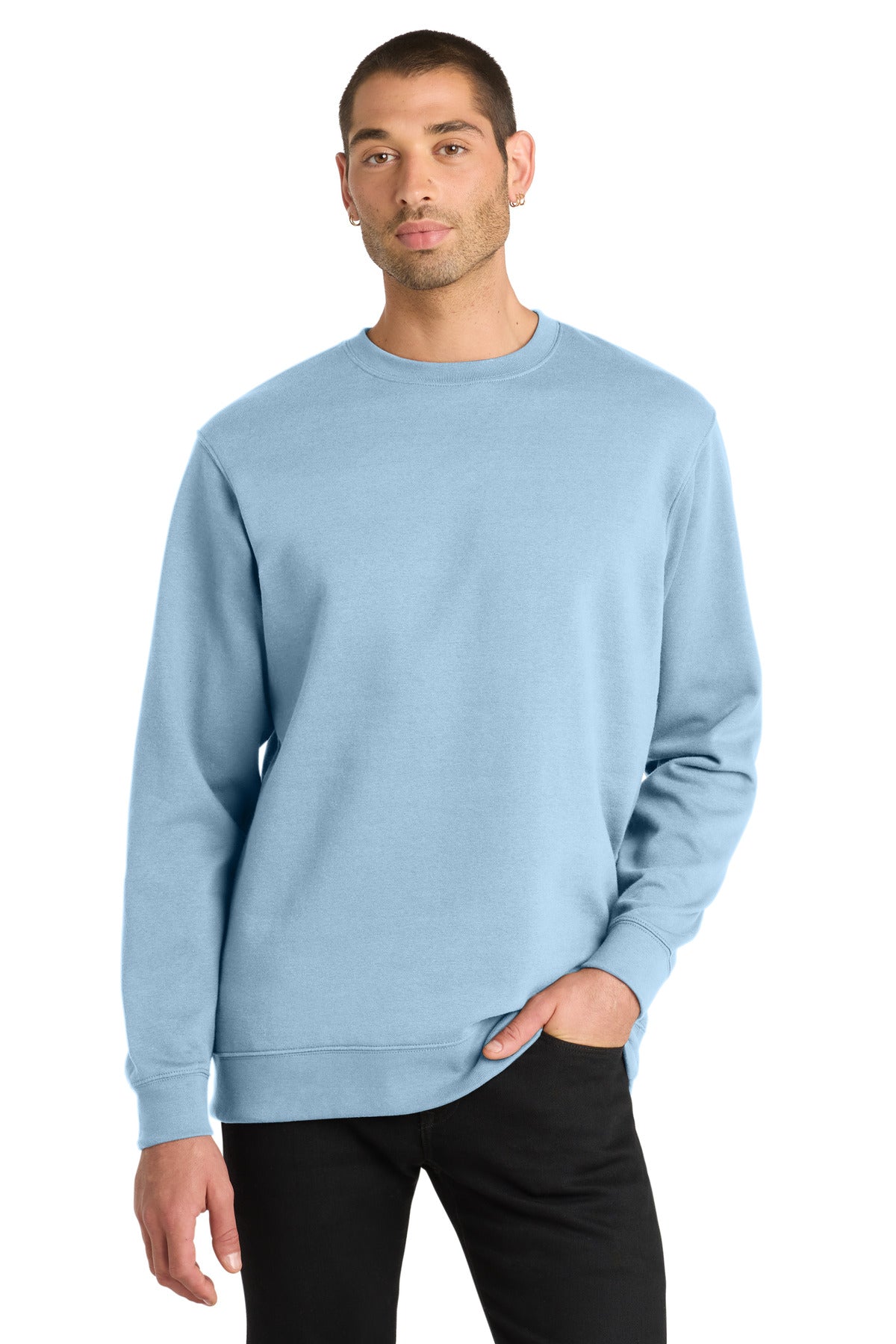 Custom Ice Blue V.I.T.Fleece Crew DT6104, personalized by SanCanDo Swag in Argyle, TX