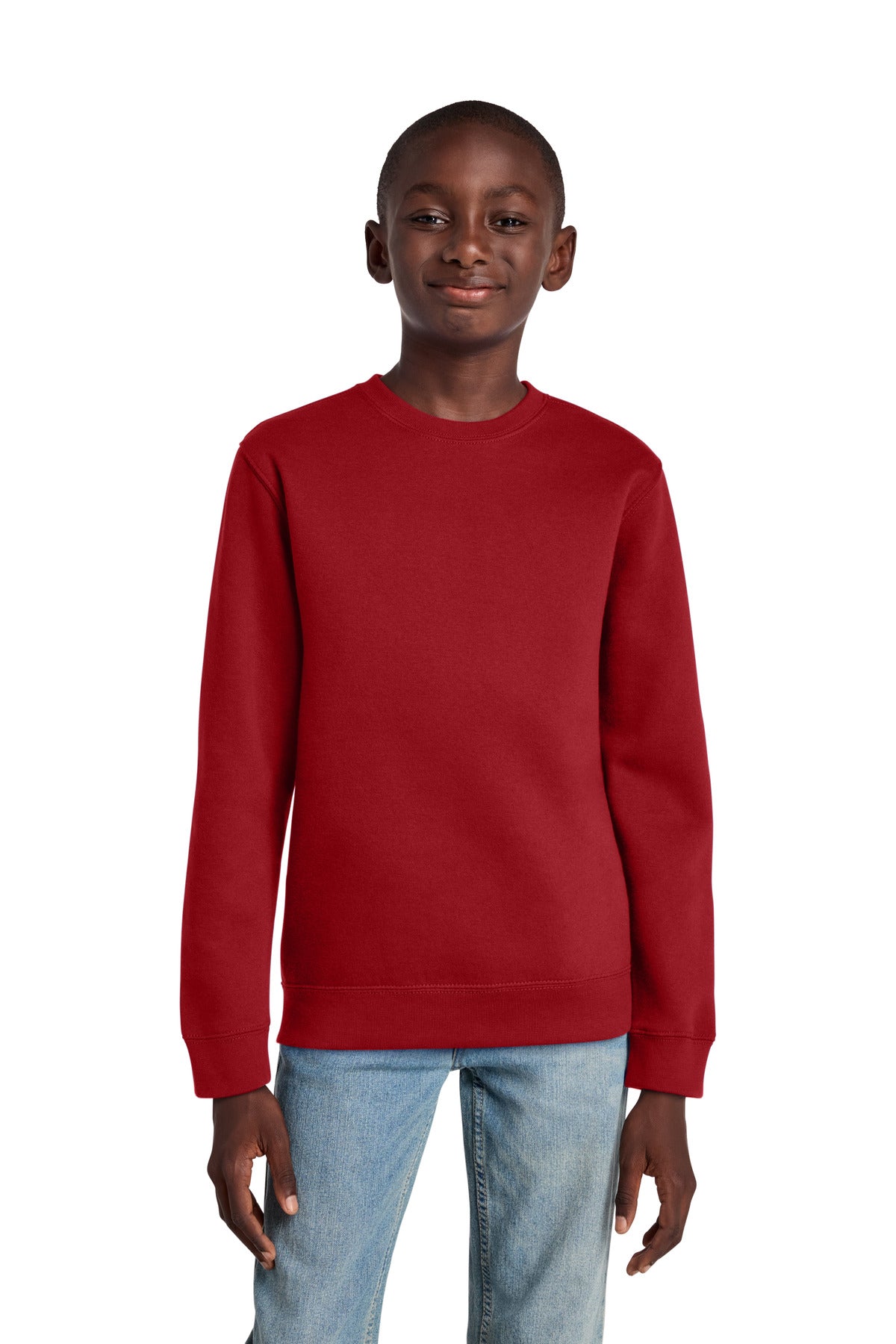 Custom Classic Red Youth V.I.T. Fleece Crew DT6104Y, personalized by SanCanDo Swag in Argyle, TX