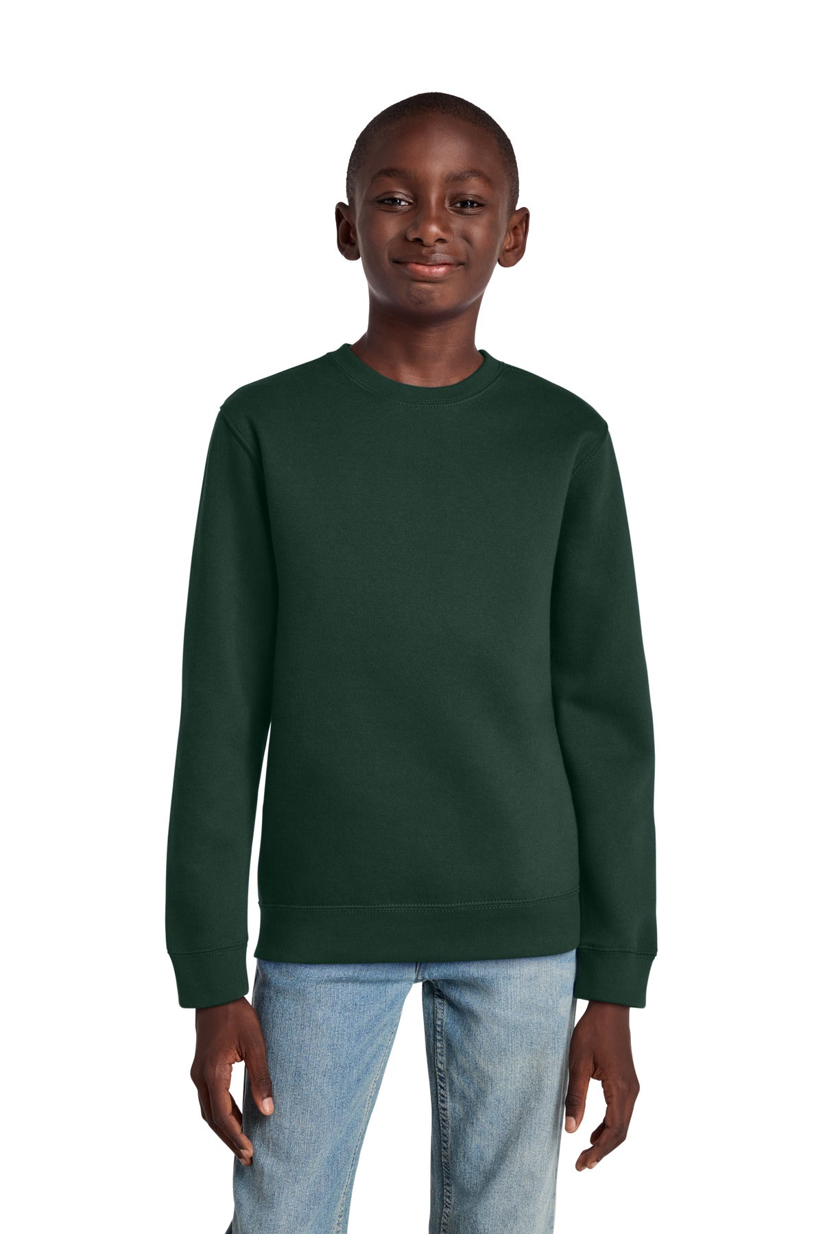 Custom Forest Green Youth V.I.T. Fleece Crew DT6104Y, personalized by SanCanDo Swag in Argyle, TX
