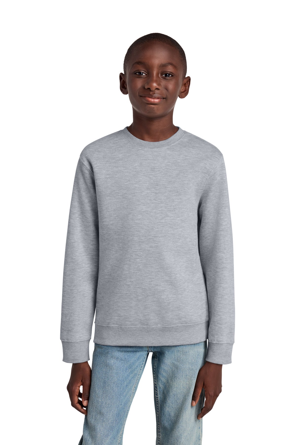 Custom Light Heather Grey Youth V.I.T. Fleece Crew DT6104Y, personalized by SanCanDo Swag in Argyle, TX