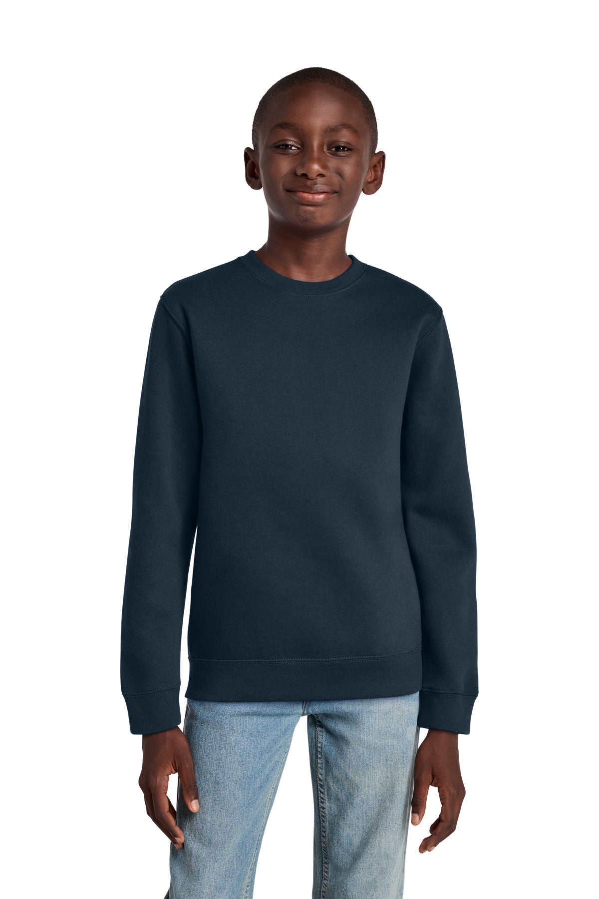 Custom New Navy Youth V.I.T. Fleece Crew DT6104Y, personalized by SanCanDo Swag in Argyle, TX