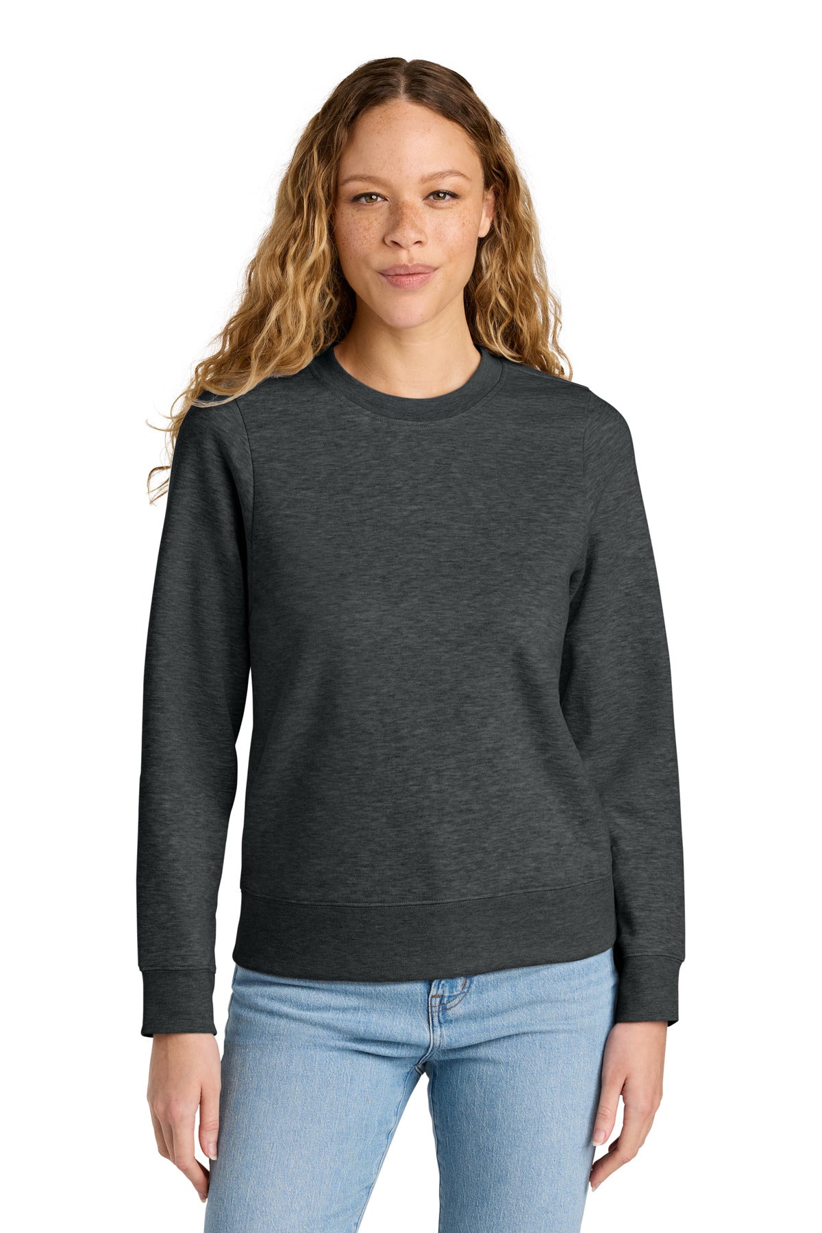Custom Heathered Charcoal Women's V.I.T. Fleece Crew DT6105, personalized by SanCanDo Swag in Argyle, TX