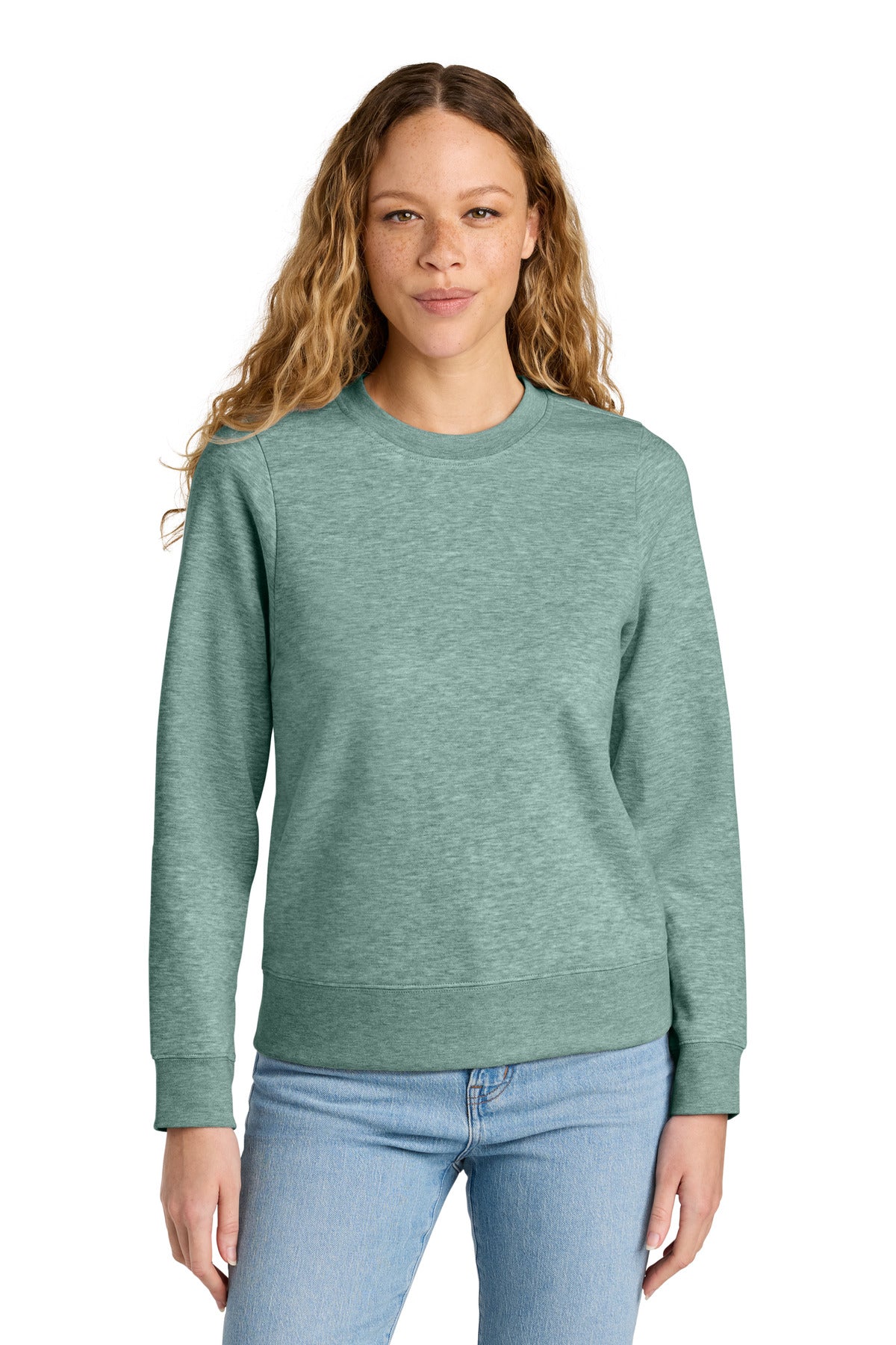 Custom Heathered Dusty Sage Women's V.I.T. Fleece Crew DT6105, personalized by SanCanDo Swag in Argyle, TX