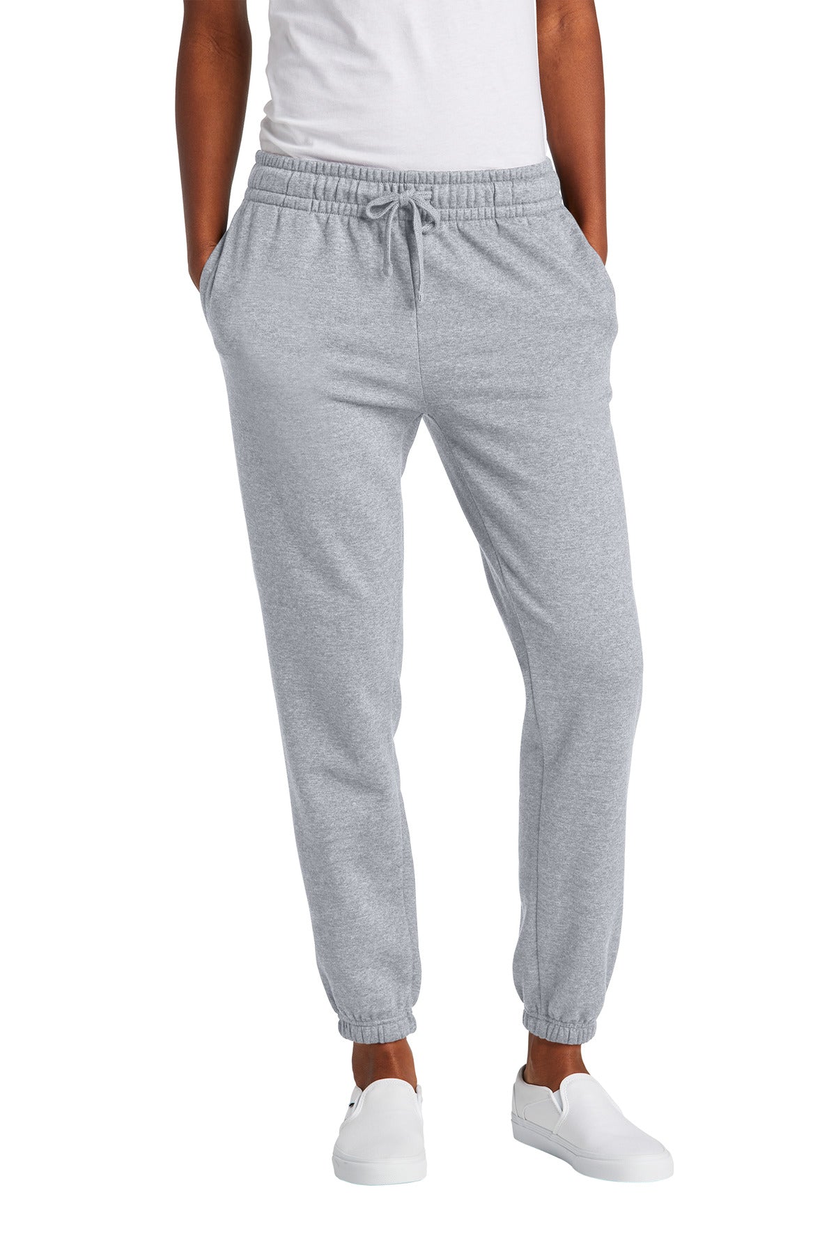 Custom Light Heather Grey Women's V.I.T. Fleece Sweatpant DT6110, personalized by SanCanDo Swag in Argyle, TX