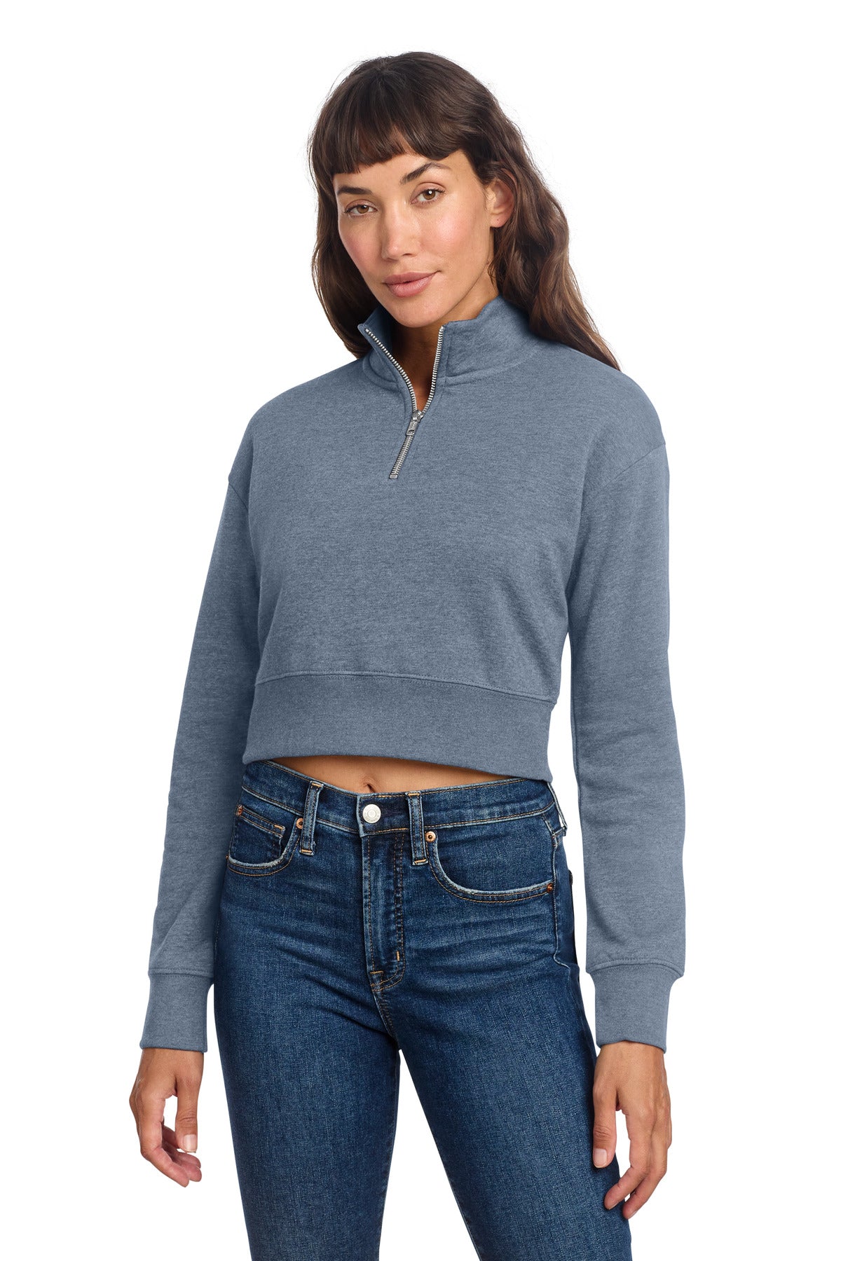 Custom Flint Blue Heather Women's V.I.T. Fleece 1/2-Zip DT6111, personalized by SanCanDo Swag in Argyle, TX