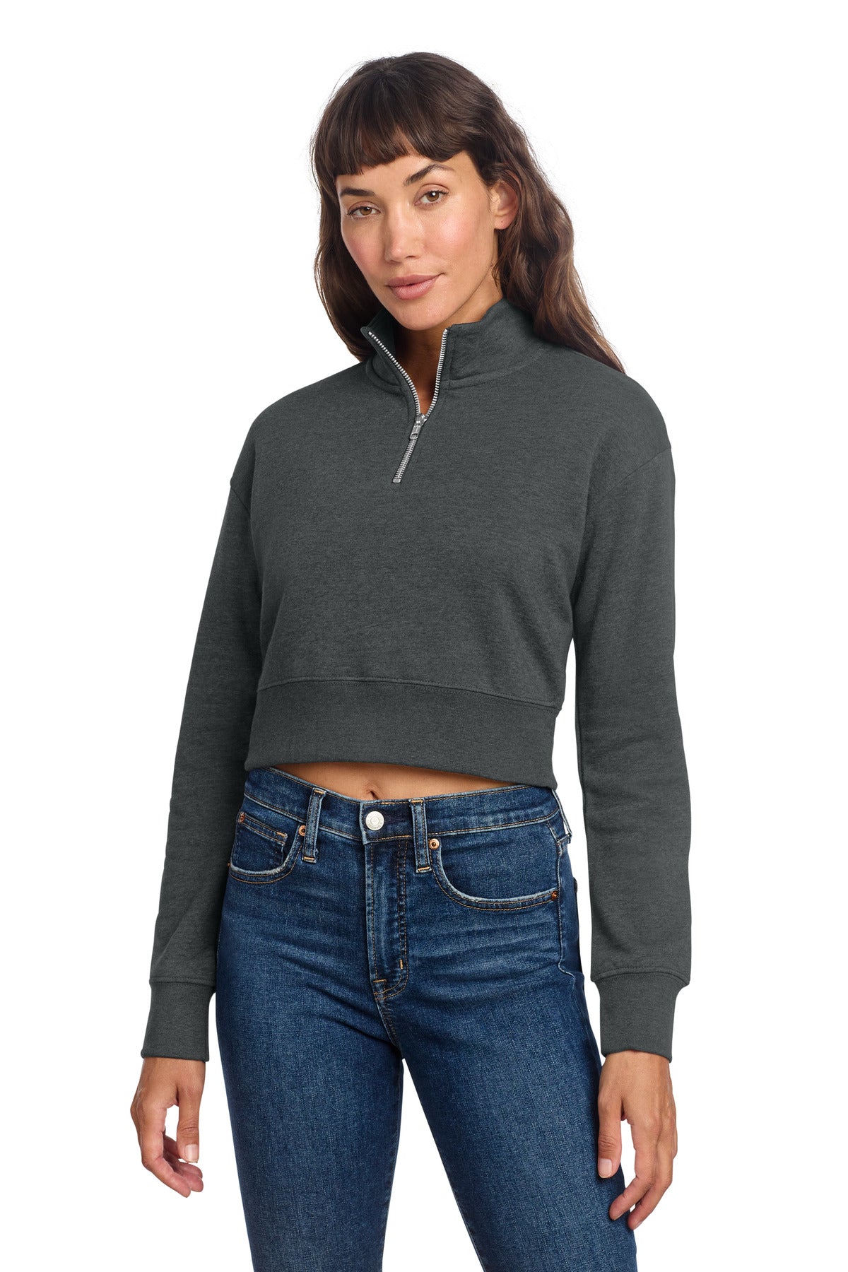 Custom Heathered Charcoal Women's V.I.T. Fleece 1/2-Zip DT6111, personalized by SanCanDo Swag in Argyle, TX