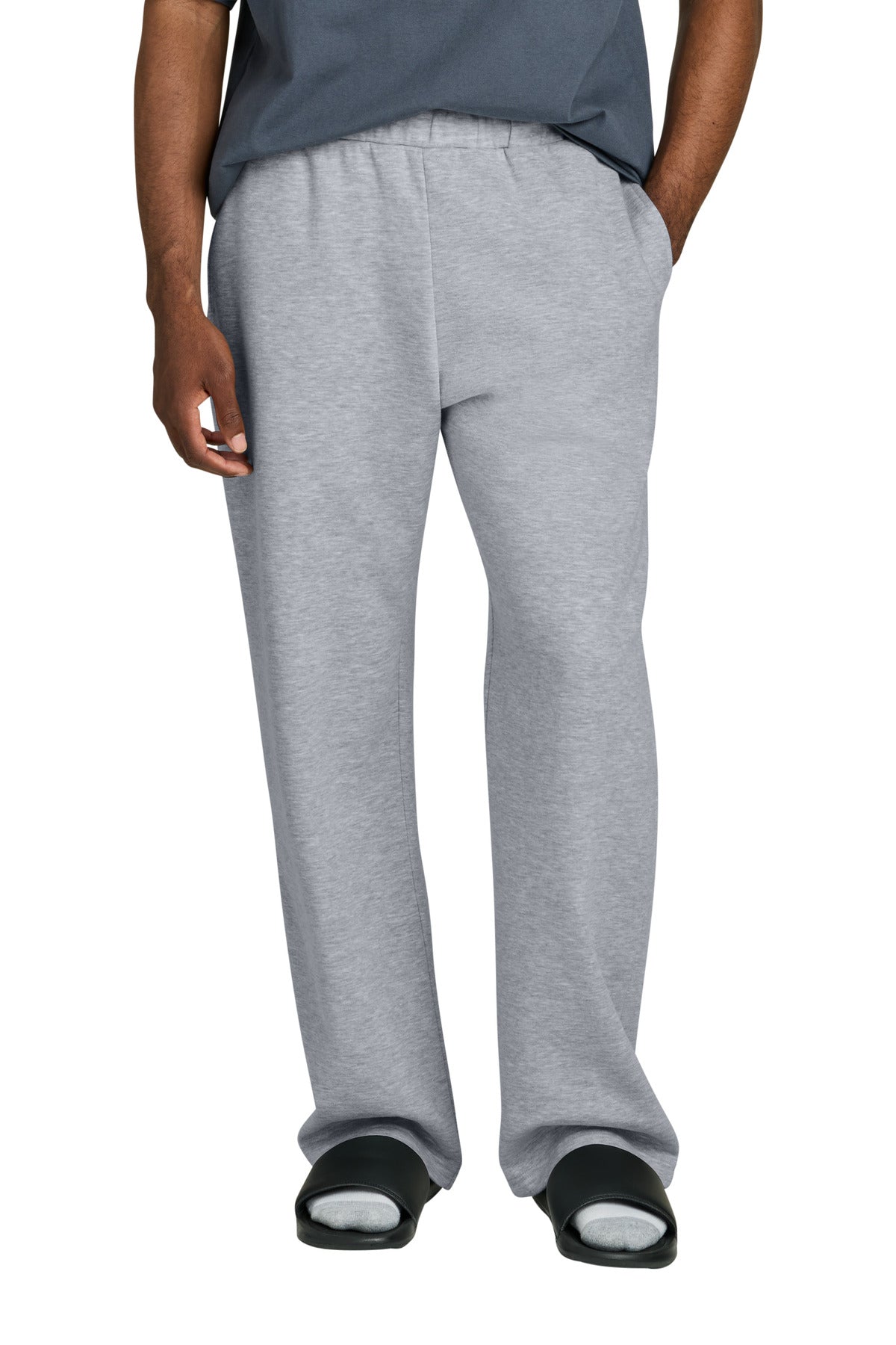Custom Light Heather Grey V.I.T. Fleece Open-Bottom Sweatpant DT6117, personalized by SanCanDo Swag in Argyle, TX