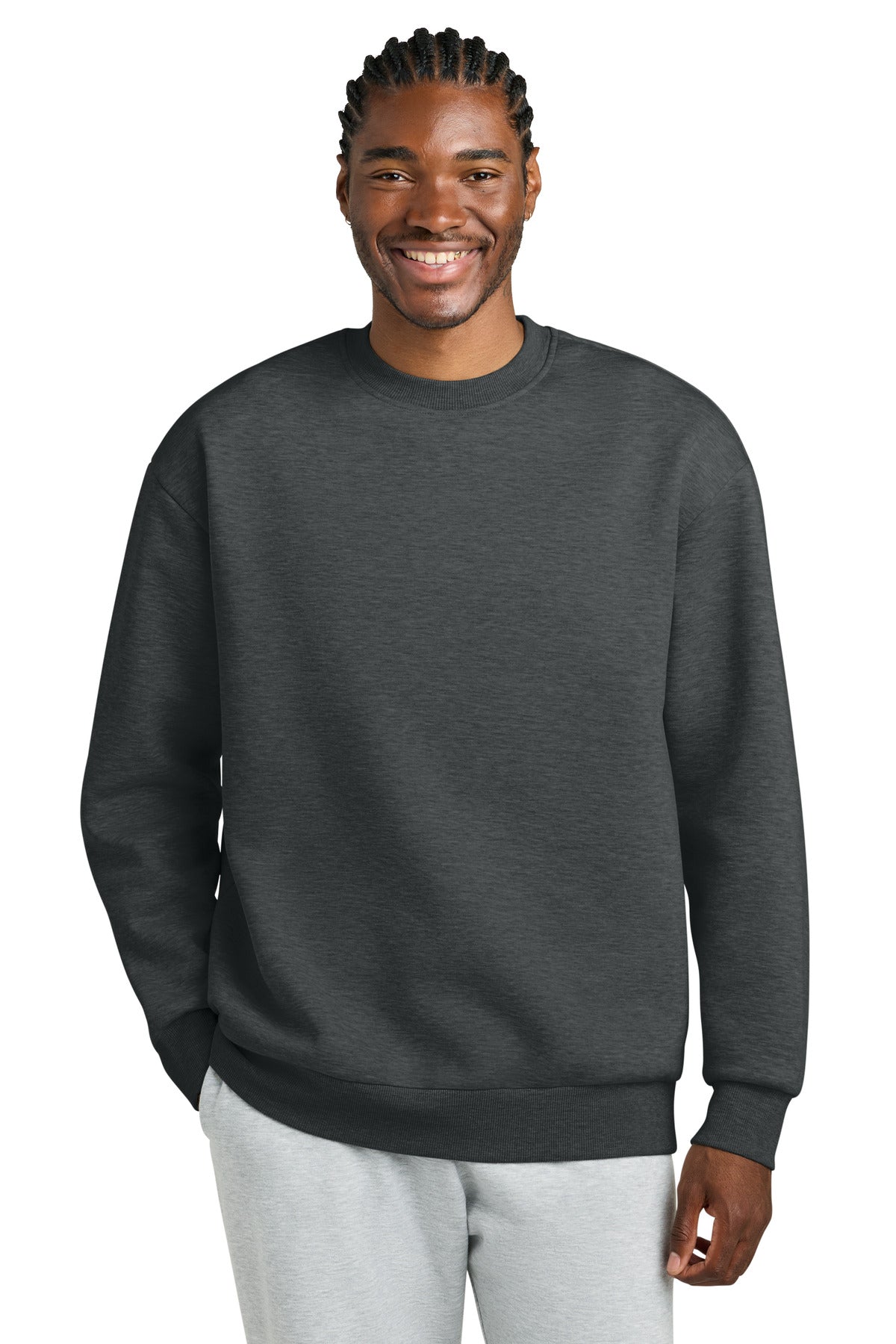 Custom Heathered Charcoal V.I.T. Heavyweight Fleece Crew DT6154, personalized by SanCanDo Swag in Argyle, TX