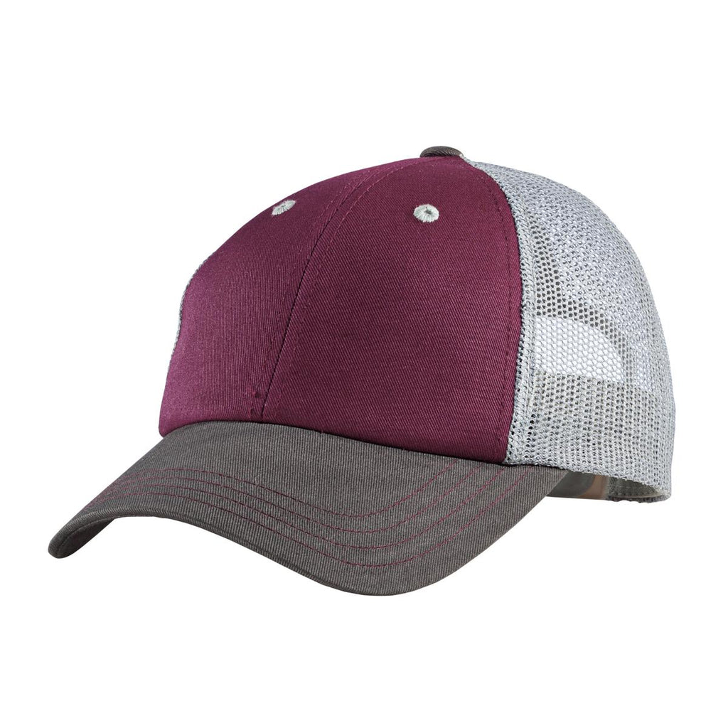 Custom Maroon/ Charcoal/ Grey Tri-Tone Mesh Back Cap DT616, personalized by SanCanDo Swag in Argyle, TX