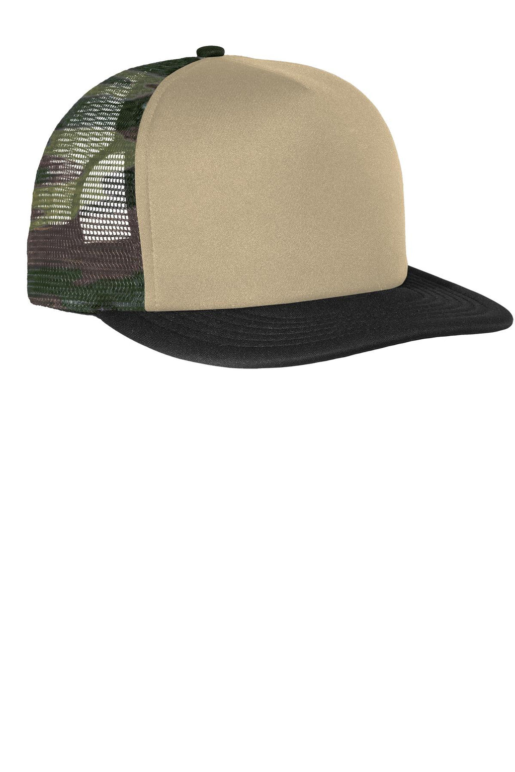 Custom Military Camo Flat Bill Snapback Trucker Cap DT624, personalized by SanCanDo Swag in Argyle, TX
