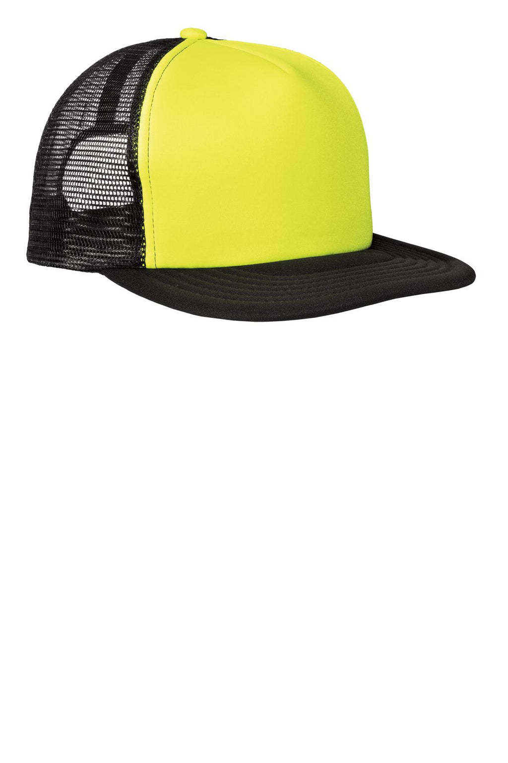 Custom Neon Yellow Flat Bill Snapback Trucker Cap DT624, personalized by SanCanDo Swag in Argyle, TX