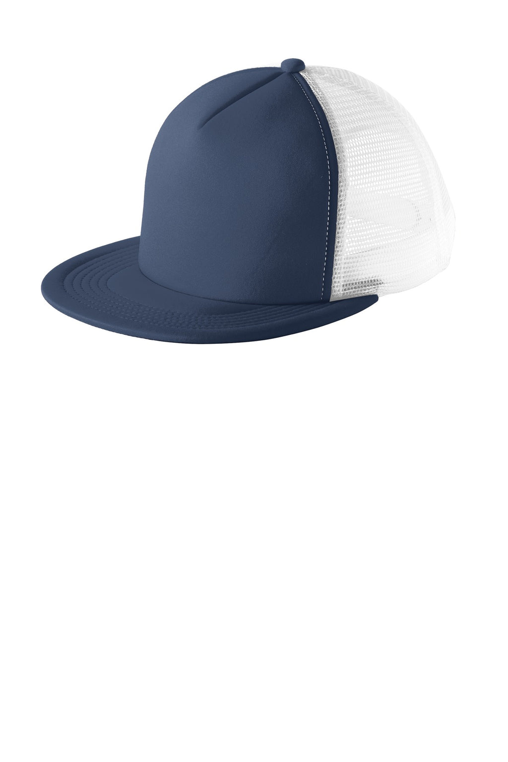 Custom New Navy Flat Bill Snapback Trucker Cap DT624, personalized by SanCanDo Swag in Argyle, TX