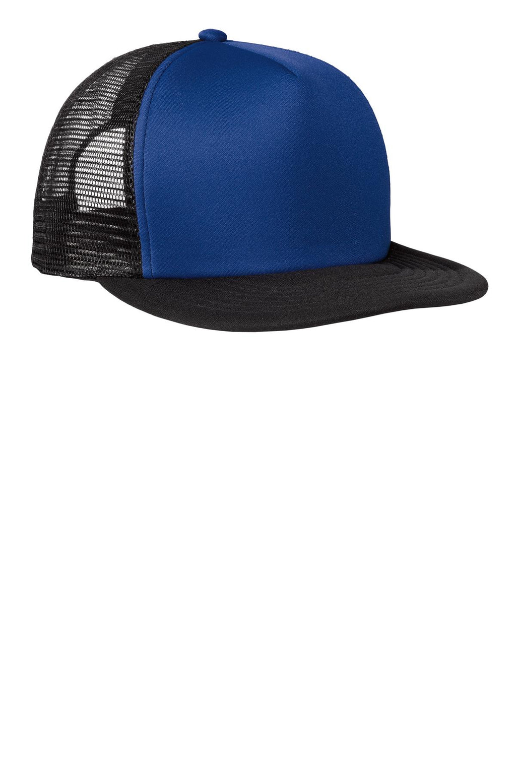 Custom Royal Flat Bill Snapback Trucker Cap DT624, personalized by SanCanDo Swag in Argyle, TX