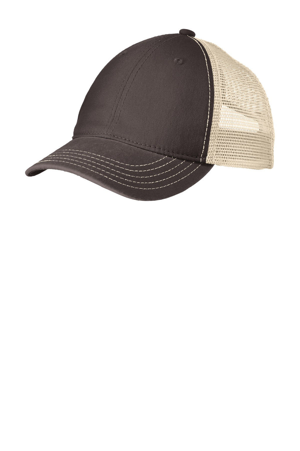 Custom Chocolate Brown/ Stone Super Soft Mesh Back Cap DT630, personalized by SanCanDo Swag in Argyle, TX