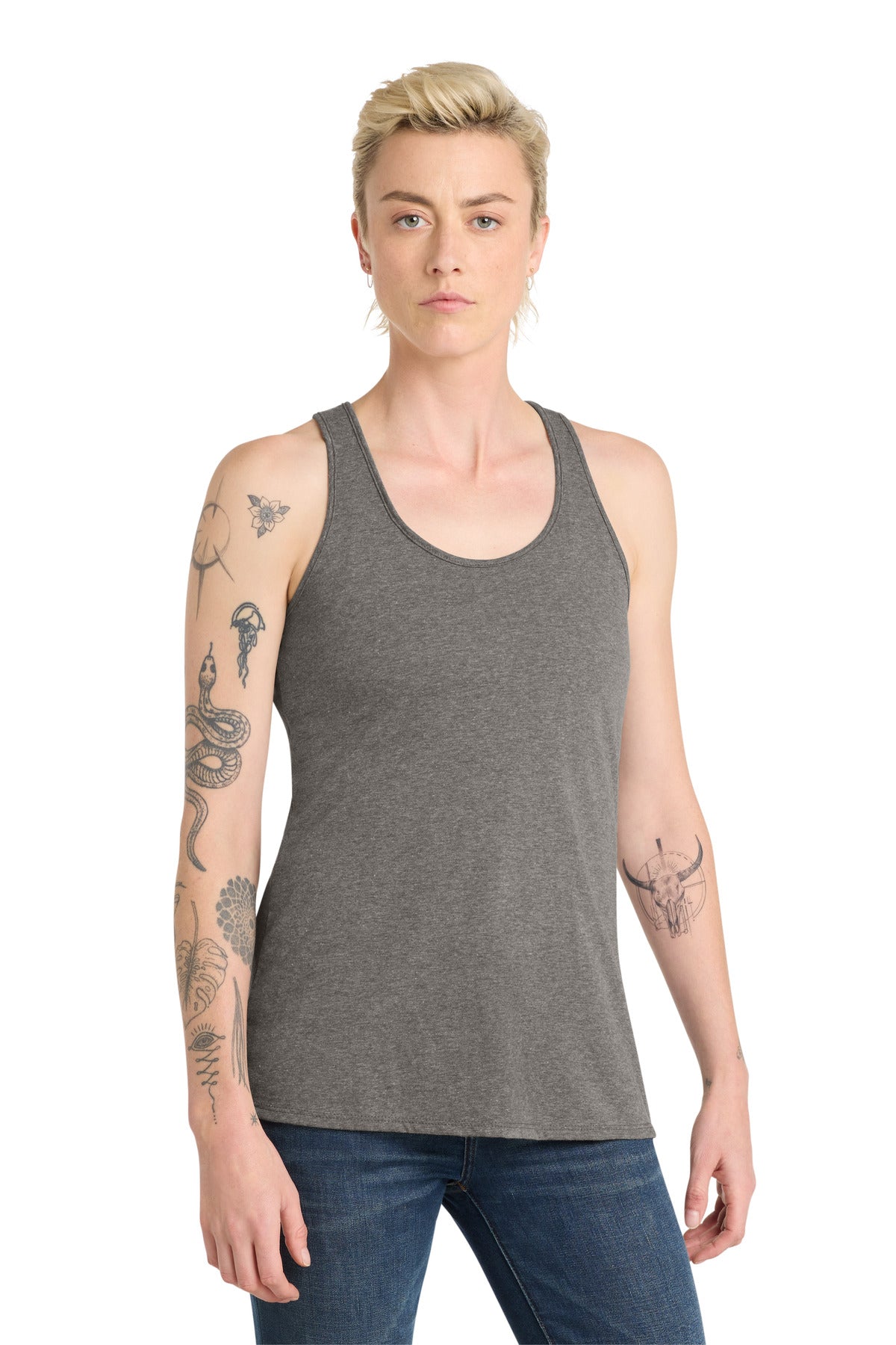 Custom Grey Frost Women's V.I.T. Racerback Tank DT6302, personalized by SanCanDo Swag in Argyle, TX