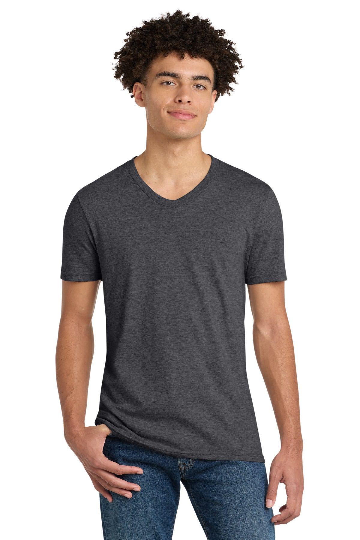 Custom Heathered Charcoal V.I.T. Tee V-Neck DT6500, personalized by SanCanDo Swag in Argyle, TX