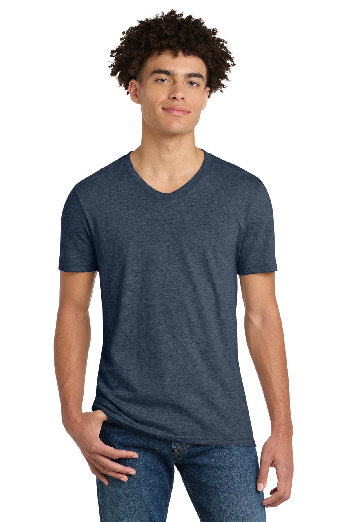 Custom Heathered Navy V.I.T. Tee V-Neck DT6500, personalized by SanCanDo Swag in Argyle, TX