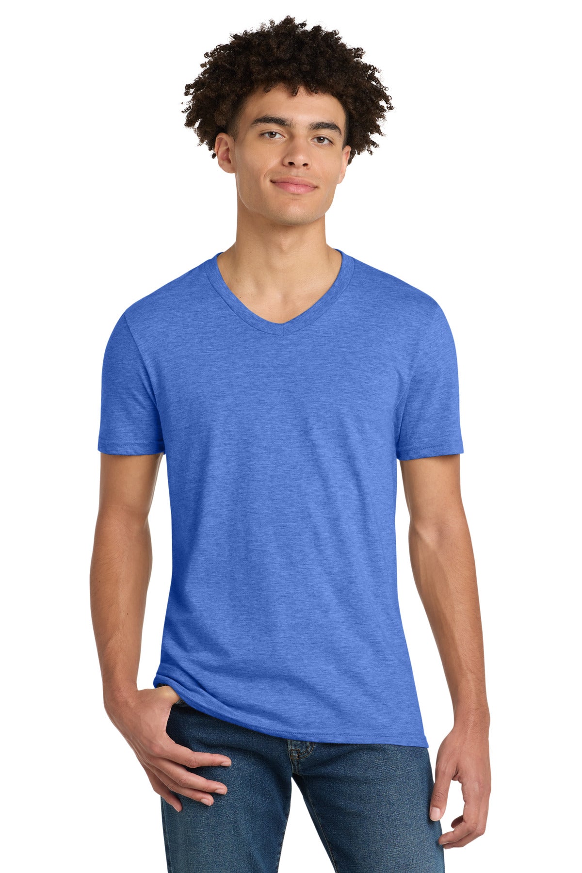 Custom Heathered Royal V.I.T. Tee V-Neck DT6500, personalized by SanCanDo Swag in Argyle, TX