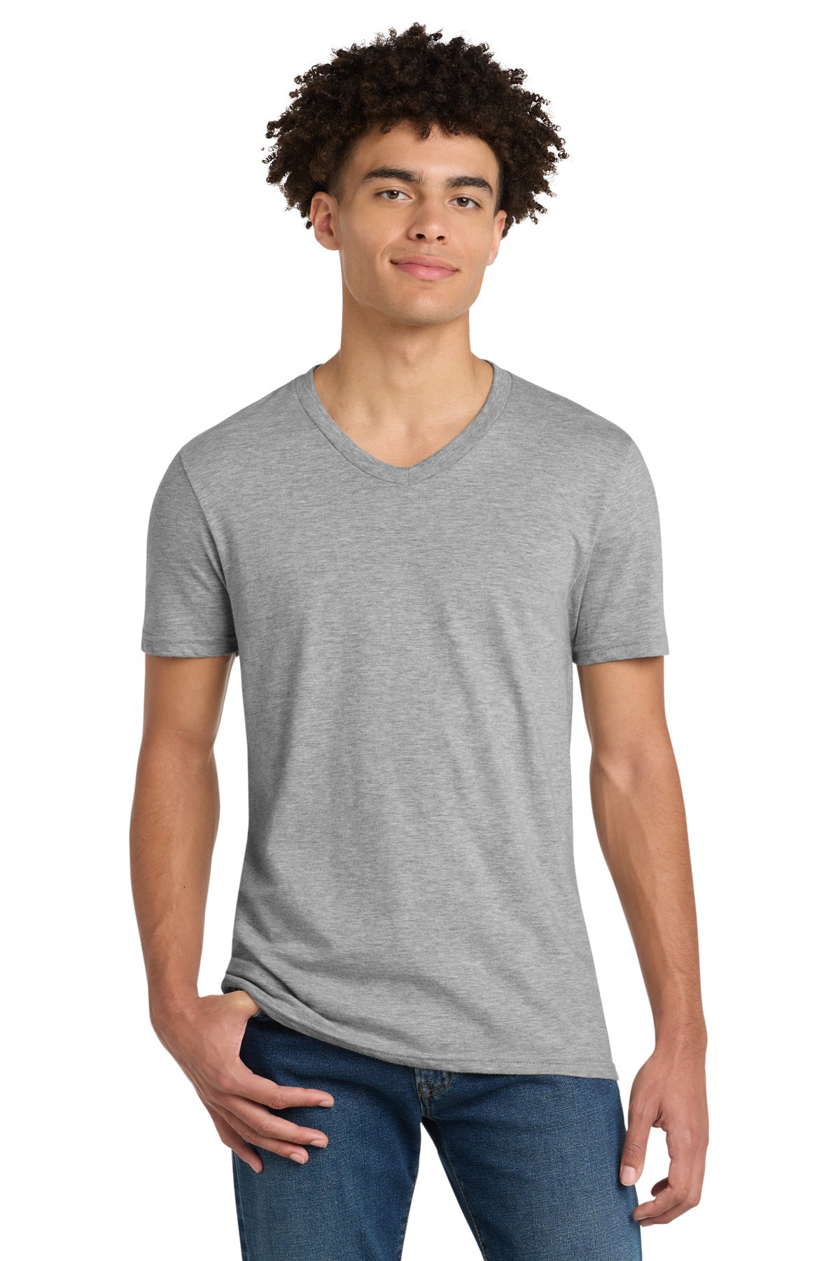 Custom Light Heather Grey V.I.T. Tee V-Neck DT6500, personalized by SanCanDo Swag in Argyle, TX