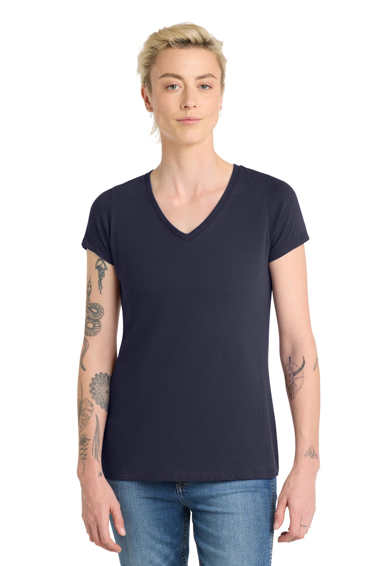 Custom New Navy Women's V.I.T. Tee V-Neck DT6503, personalized by SanCanDo Swag in Argyle, TX