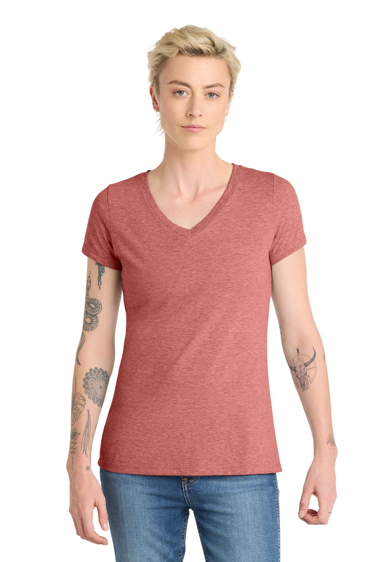 Custom Blush Frost Women's V.I.T. Tee V-Neck DT6503, personalized by SanCanDo Swag in Argyle, TX