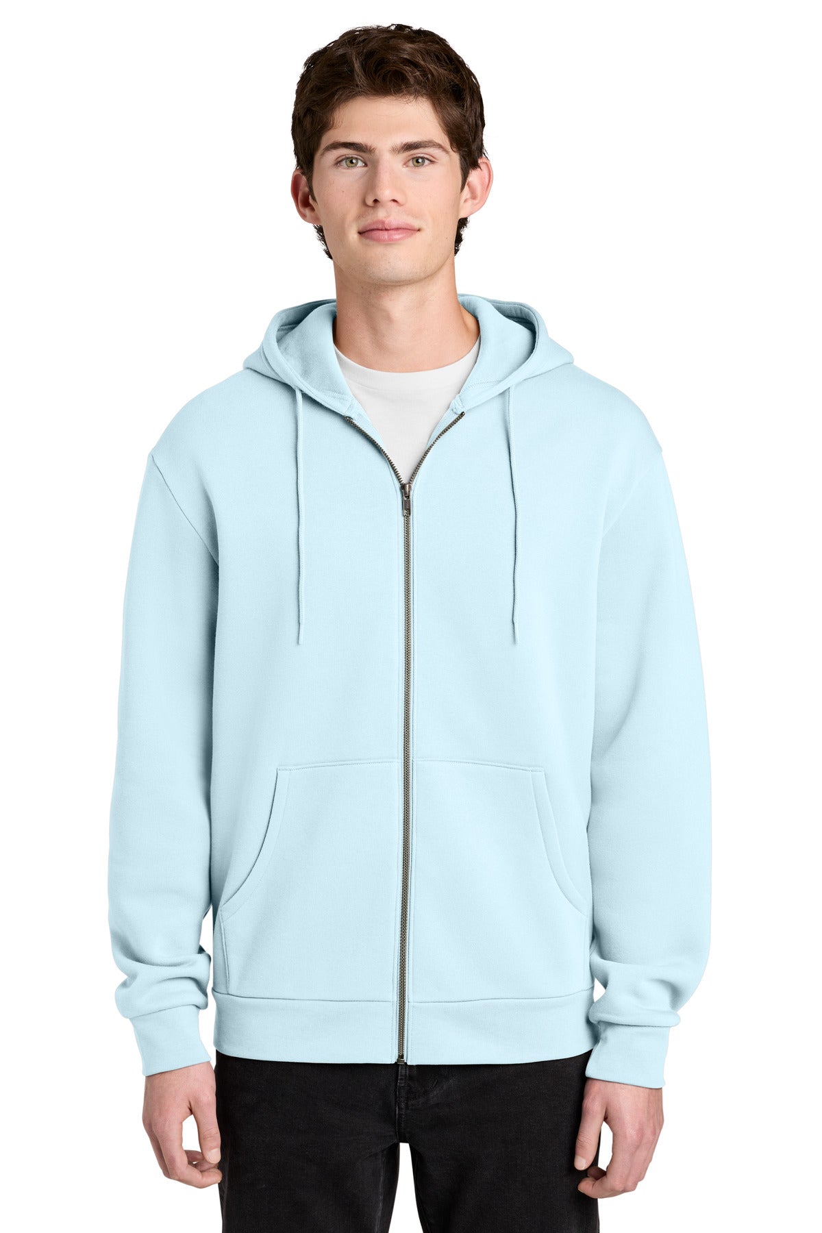 Custom Winter Blue MelloFleece Full-Zip Hoodie DT6702, personalized by SanCanDo Swag in Argyle, TX