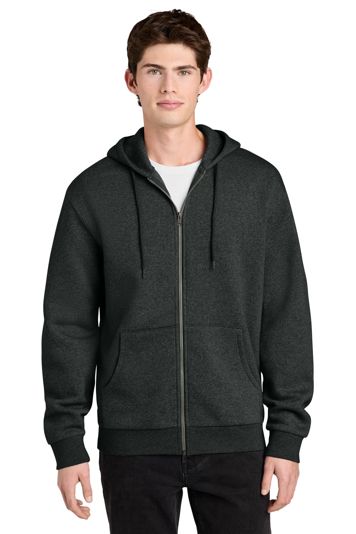 Custom Heathered Charcoal MelloFleece Full-Zip Hoodie DT6702, personalized by SanCanDo Swag in Argyle, TX