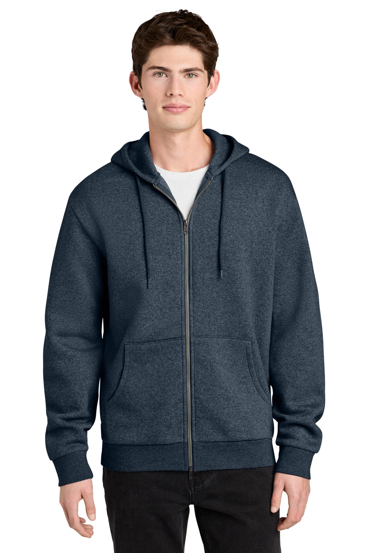 Custom Navy Heather MelloFleece Full-Zip Hoodie DT6702, personalized by SanCanDo Swag in Argyle, TX