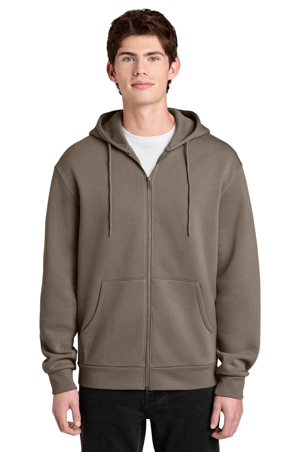 Custom Warm Taupe MelloFleece Full-Zip Hoodie DT6702, personalized by SanCanDo Swag in Argyle, TX