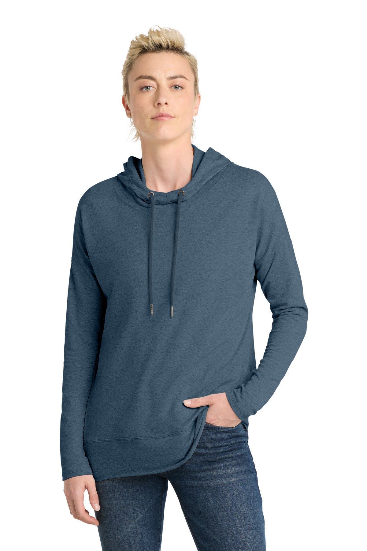 Custom Washed Indigo Featherweight French Terry Hoodie DT671, personalized by SanCanDo Swag in Argyle, TX