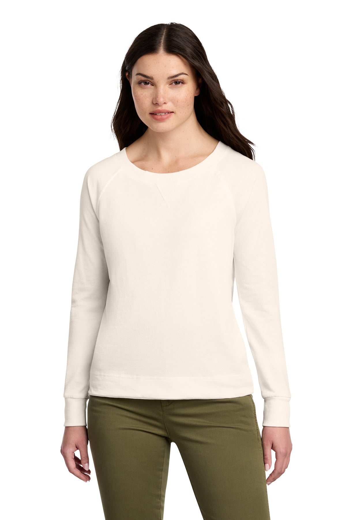 Custom Gardenia Terry Long Sleeve Crewneck DT672, personalized by SanCanDo Swag in Argyle, TX