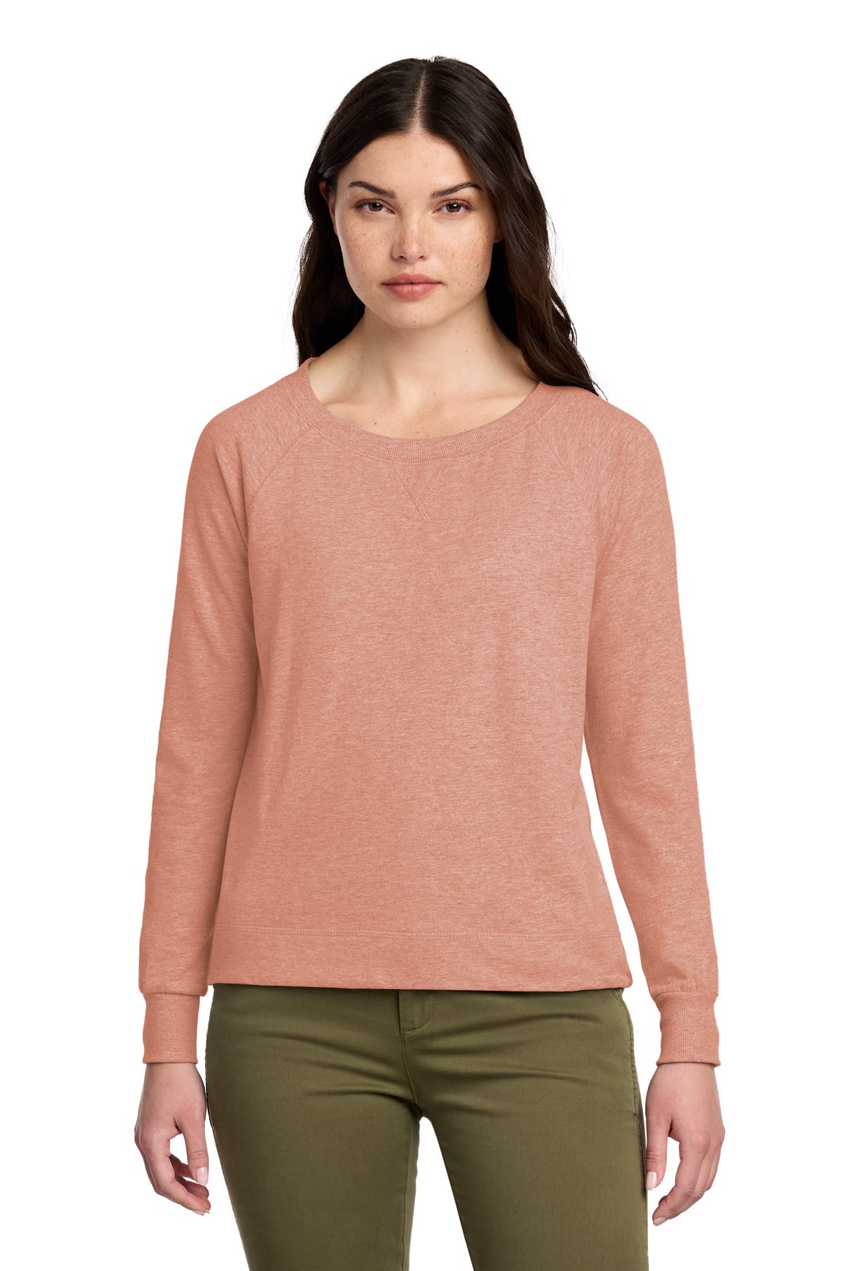 Custom Nostalgia Rose Heather Terry Long Sleeve Crewneck DT672, personalized by SanCanDo Swag in Argyle, TX