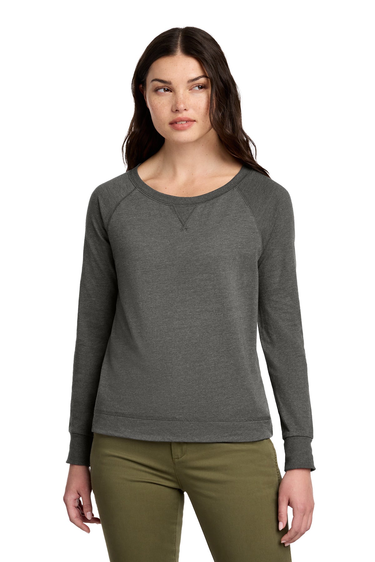 Custom Washed Coal Terry Long Sleeve Crewneck DT672, personalized by SanCanDo Swag in Argyle, TX