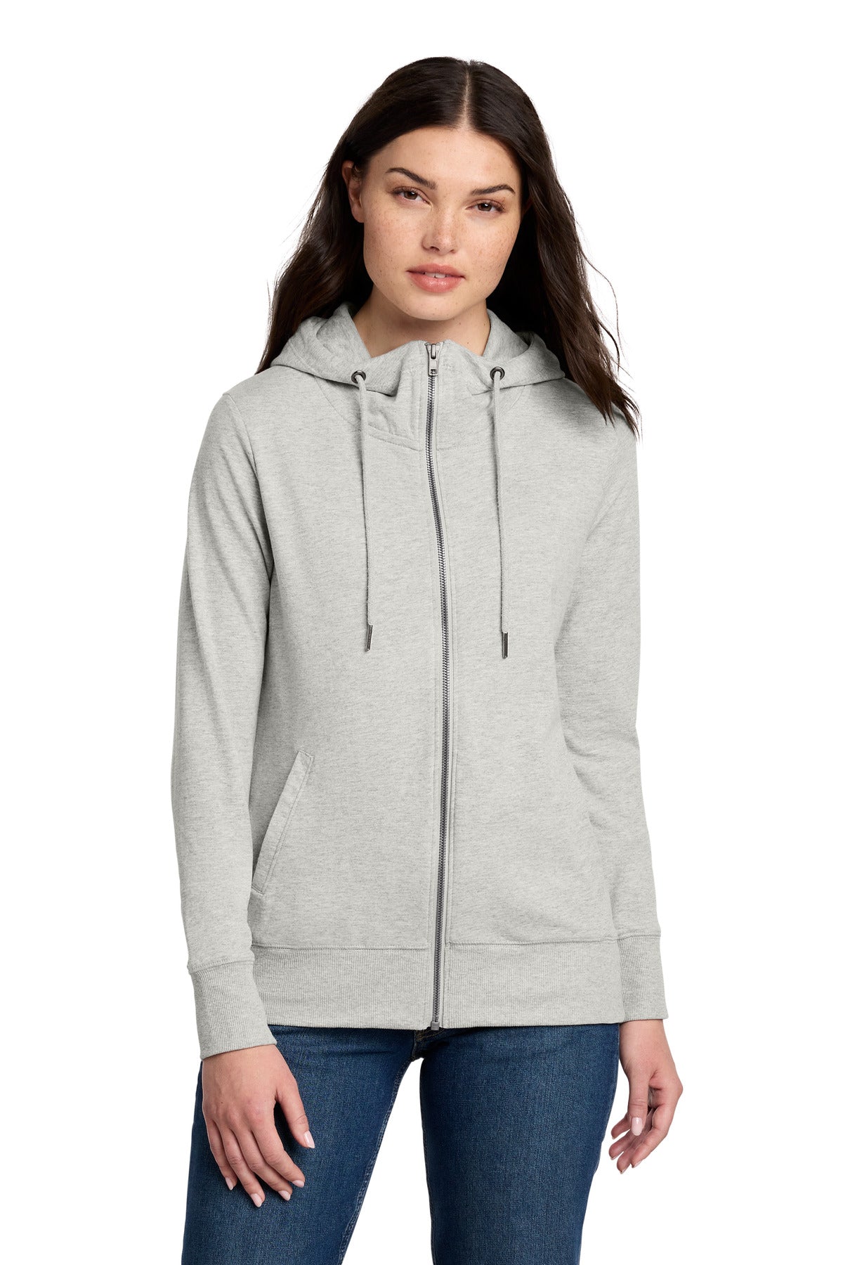 Custom Light Heather Grey Featherweight French Terry Full-Zip Hoodie DT673, personalized by SanCanDo Swag in Argyle, TX