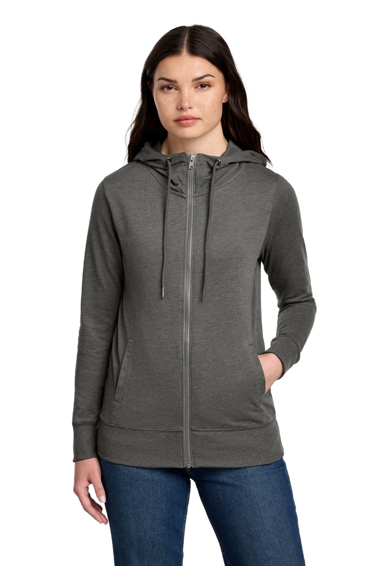 Custom Washed Coal Featherweight French Terry Full-Zip Hoodie DT673, personalized by SanCanDo Swag in Argyle, TX