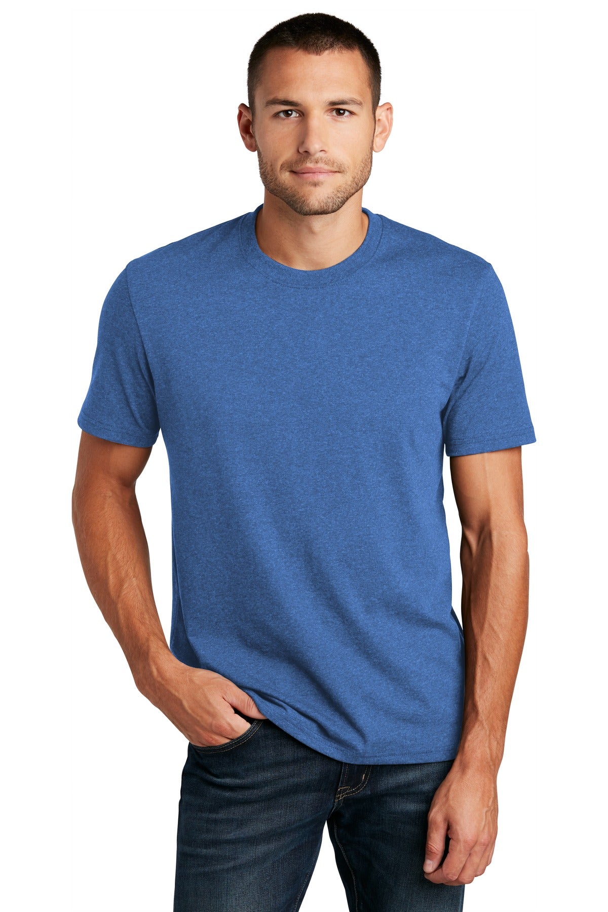 Custom Blue Heather Re-Tee DT8000, personalized by SanCanDo Swag in Argyle, TX