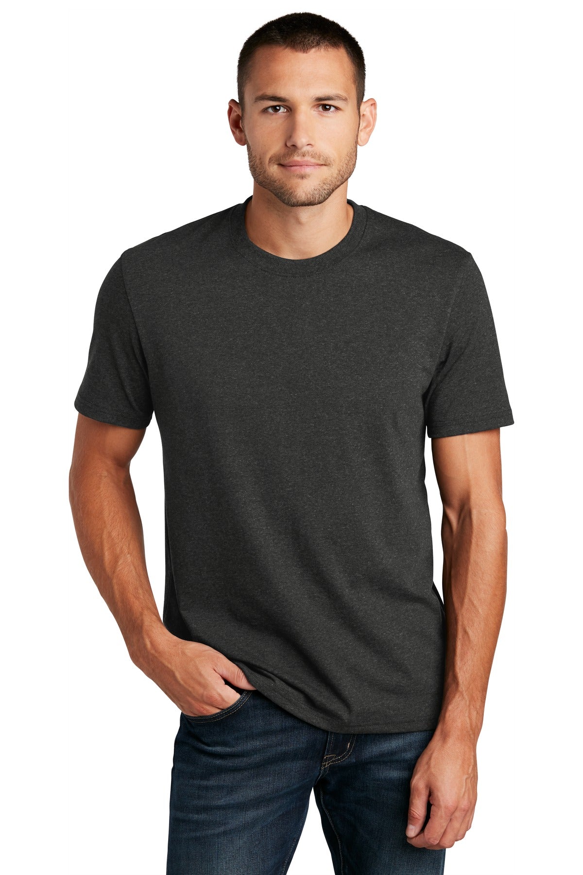 Custom Charcoal Heather Re-Tee DT8000, personalized by SanCanDo Swag in Argyle, TX