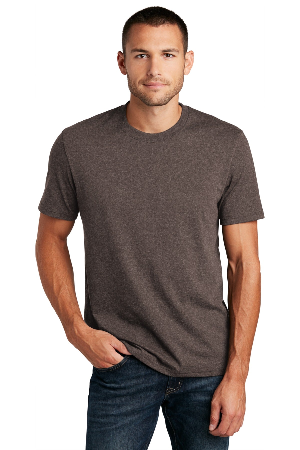Custom Deep Brown Heather Re-Tee DT8000, personalized by SanCanDo Swag in Argyle, TX