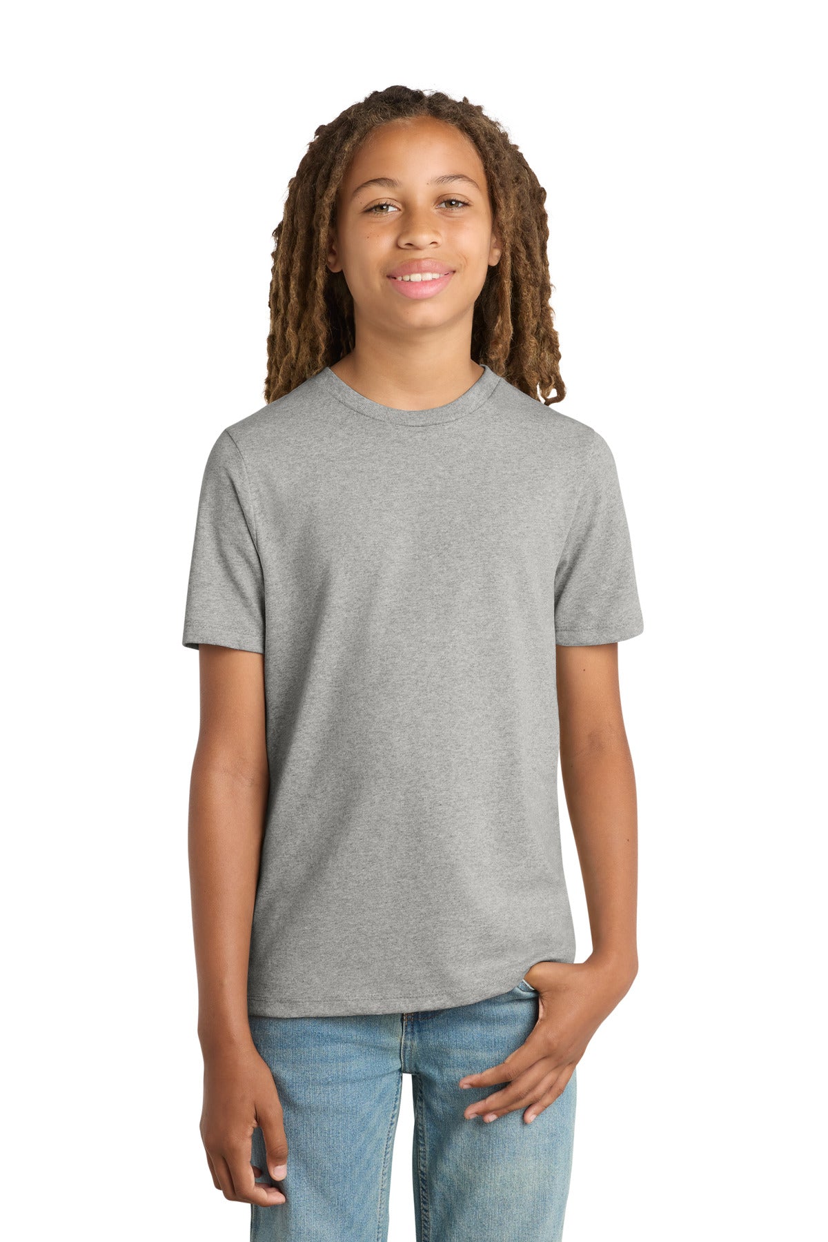 Custom Light Heather Grey Youth Re-Tee DT8000Y, personalized by SanCanDo Swag in Argyle, TX