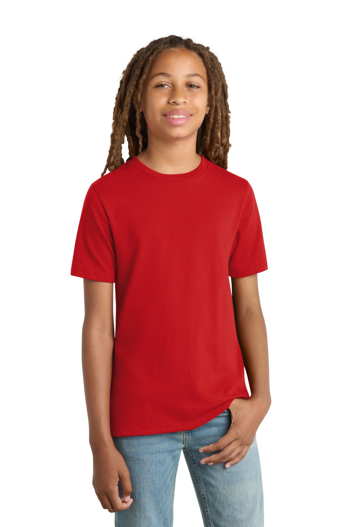 Custom Ruby Red Youth Re-Tee DT8000Y, personalized by SanCanDo Swag in Argyle, TX