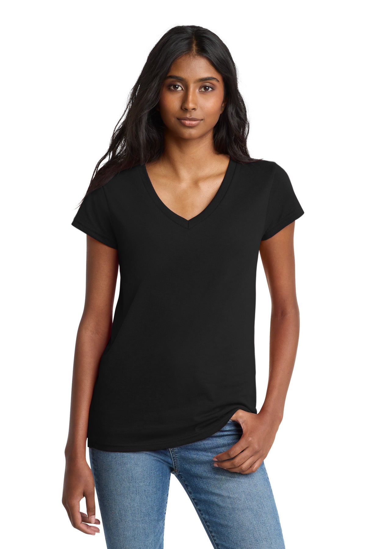 Custom Black Women's Re-Tee V-Neck DT8001, personalized by SanCanDo Swag in Argyle, TX