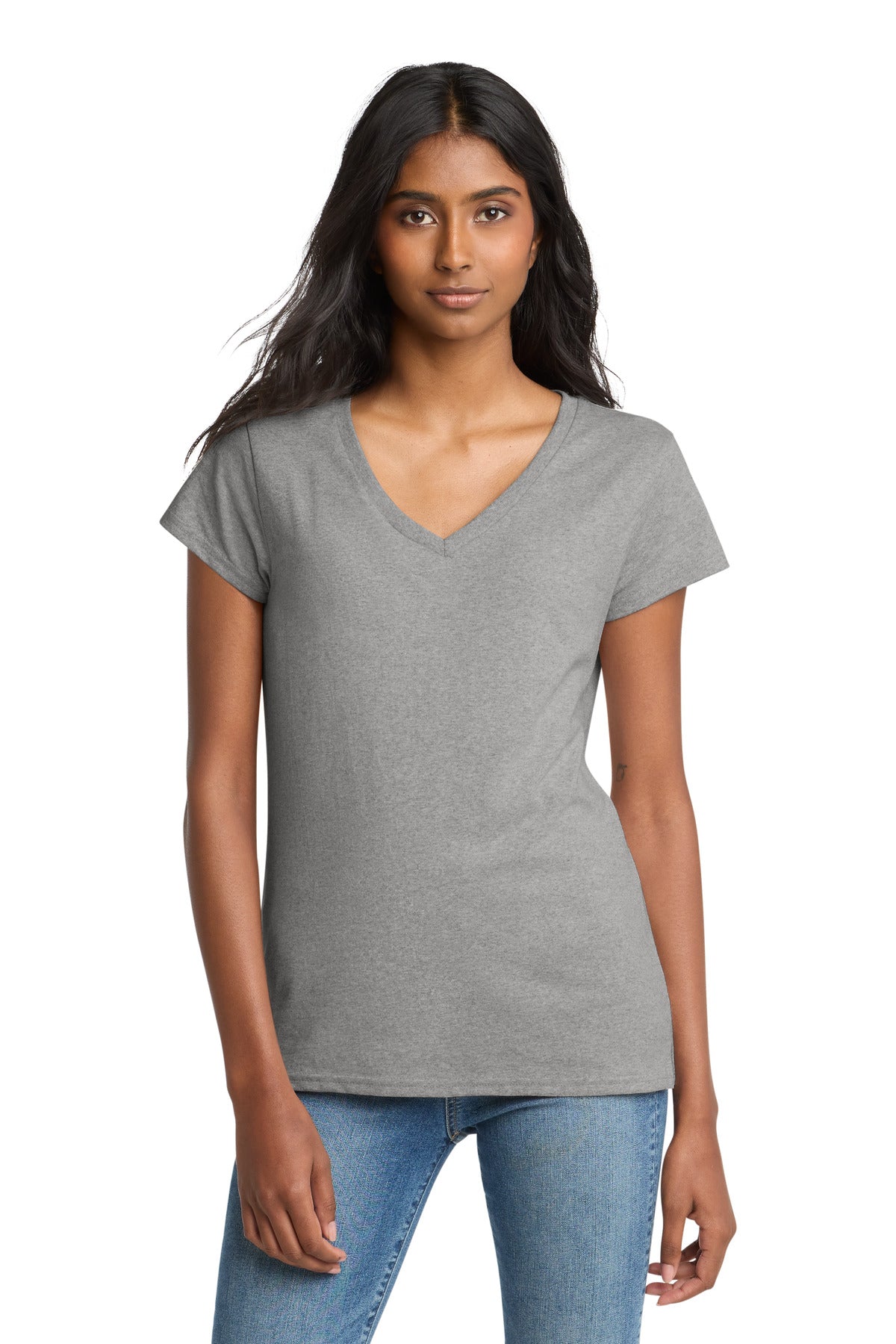 Custom Light Heather Grey Women's Re-Tee V-Neck DT8001, personalized by SanCanDo Swag in Argyle, TX