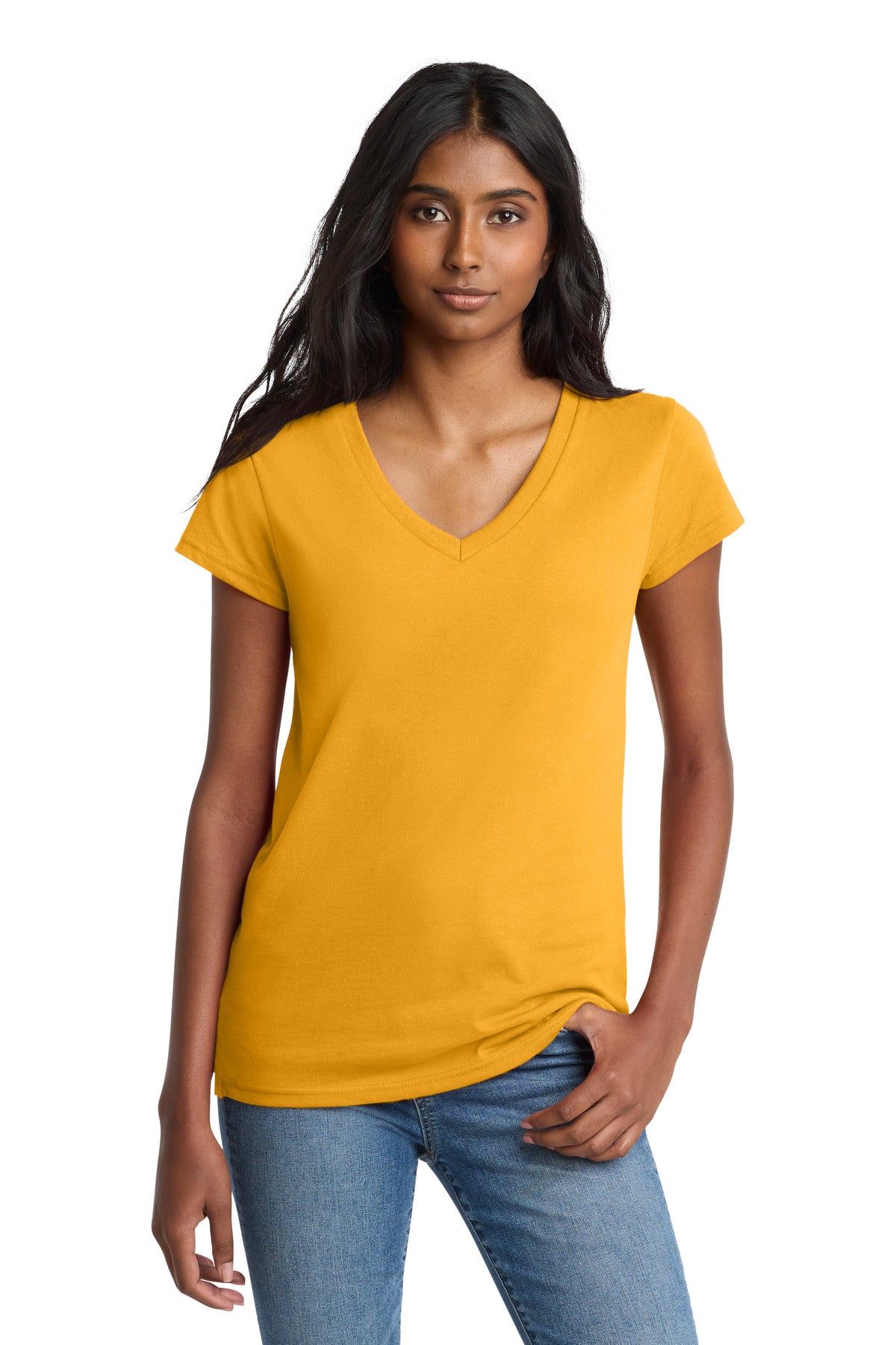 Custom Maize Yellow Women's Re-Tee V-Neck DT8001, personalized by SanCanDo Swag in Argyle, TX