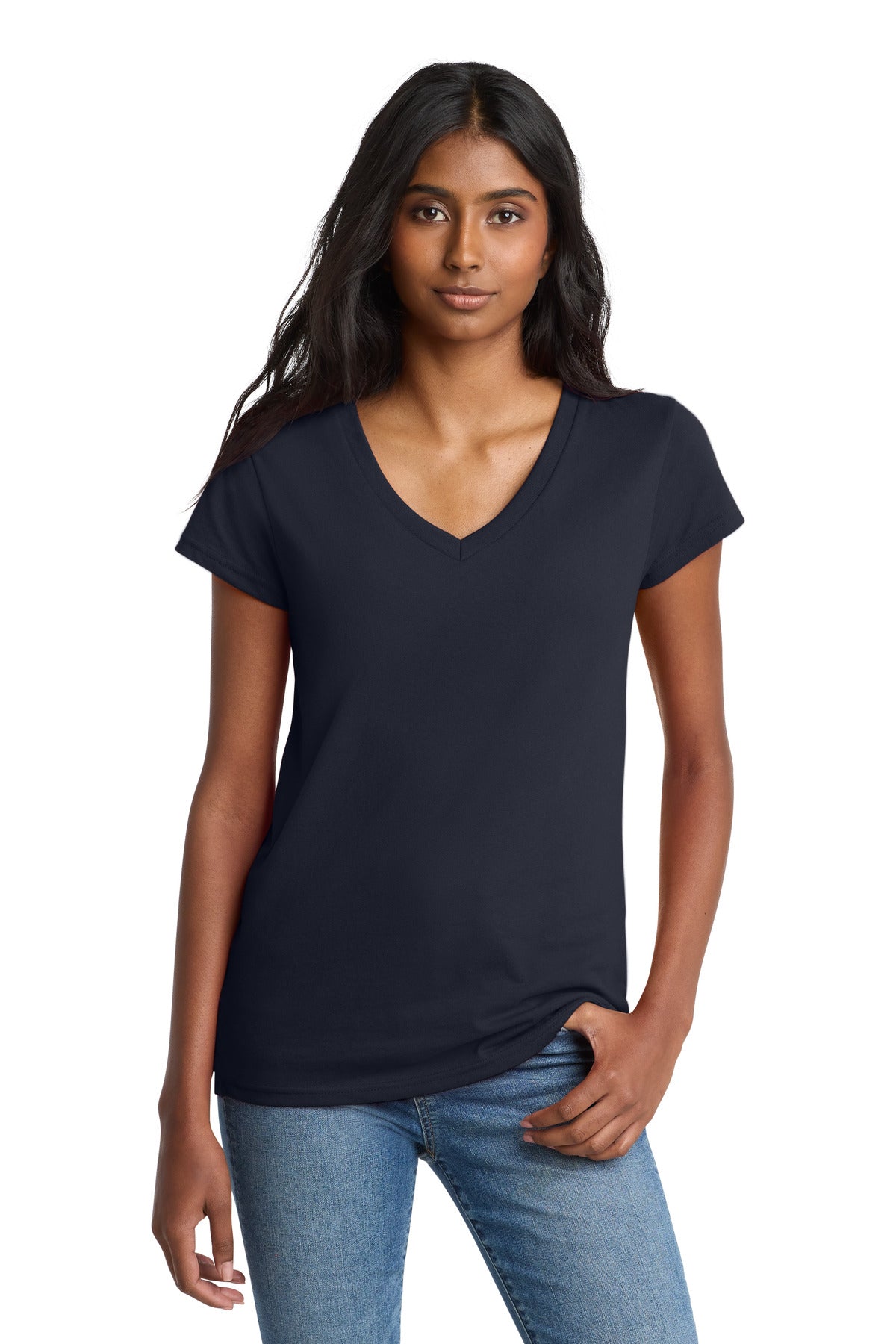 Custom True Navy Women's Re-Tee V-Neck DT8001, personalized by SanCanDo Swag in Argyle, TX