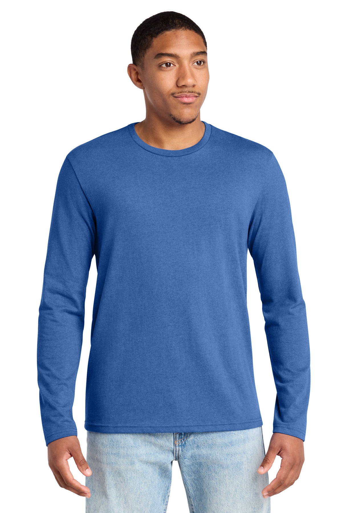 Custom Blue Heather Re-Tee Long Sleeve DT8003, personalized by SanCanDo Swag in Argyle, TX