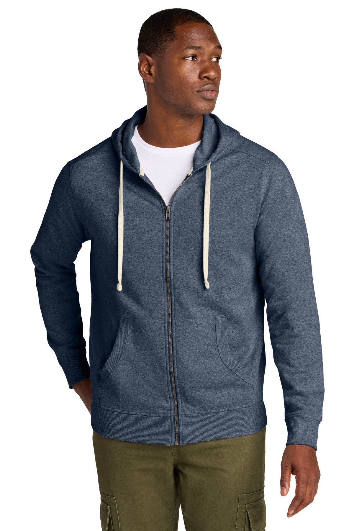 Custom Heathered Navy Re-FleeceFull-Zip Hoodie DT8102, personalized by SanCanDo Swag in Argyle, TX