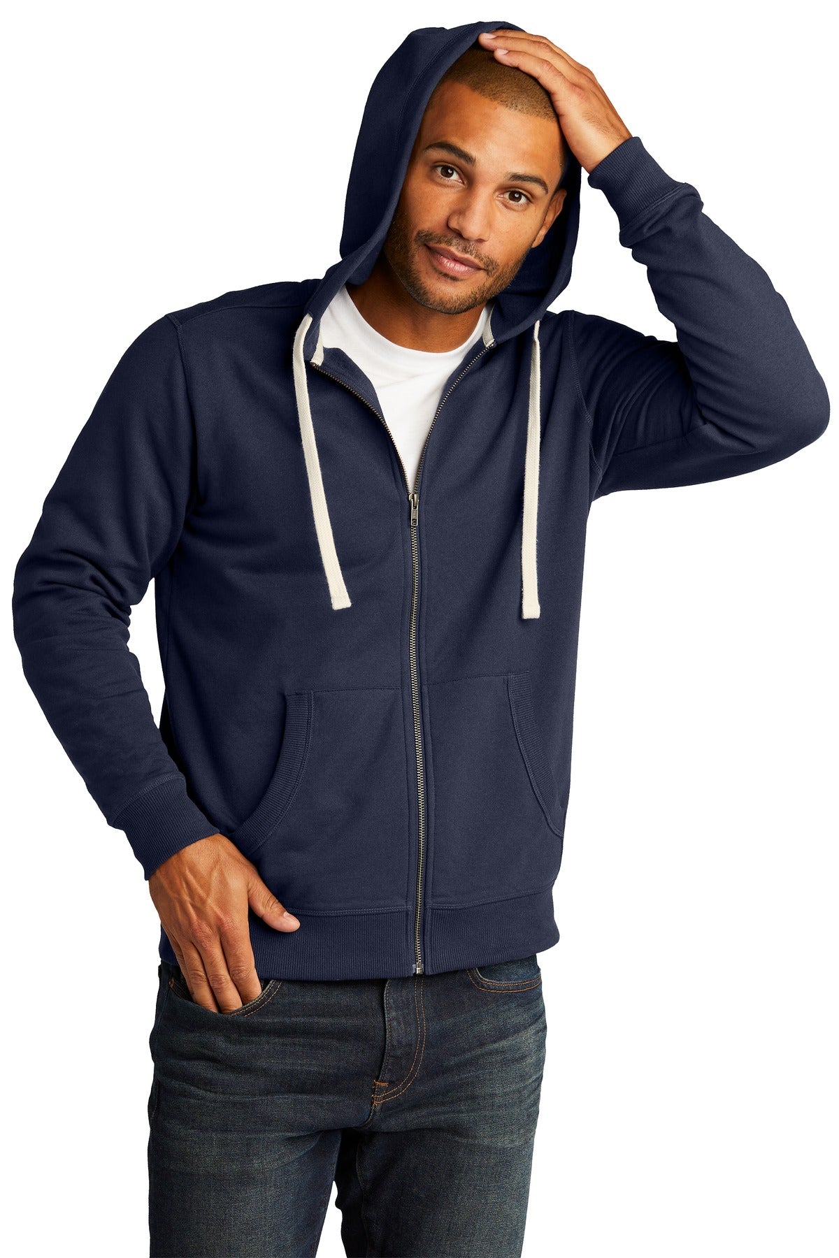Custom True Navy Re-FleeceFull-Zip Hoodie DT8102, personalized by SanCanDo Swag in Argyle, TX